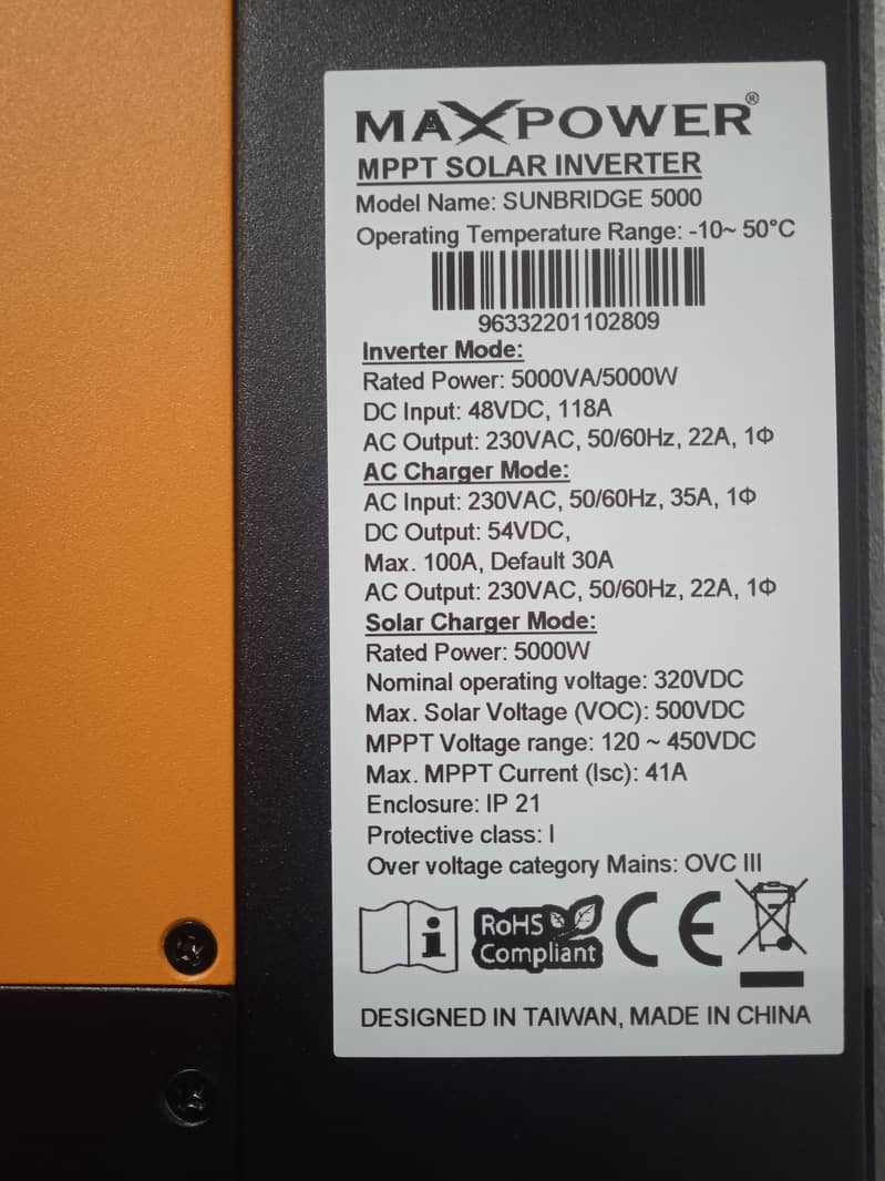 Solar Inverter, Max Power, VM-II, Sunbridge 5000 1