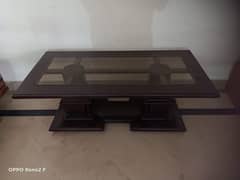 Elegant Wood Table Set with Glass Tops