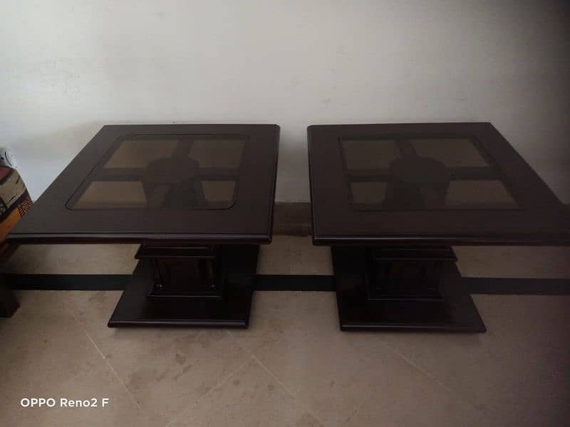 Elegant Wood Table Set with Glass Tops 5