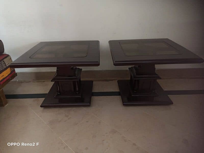 Elegant Wood Table Set with Glass Tops 6