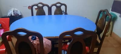 Dining Table with 6 Chairs (All Wood only top of dining is ply board)