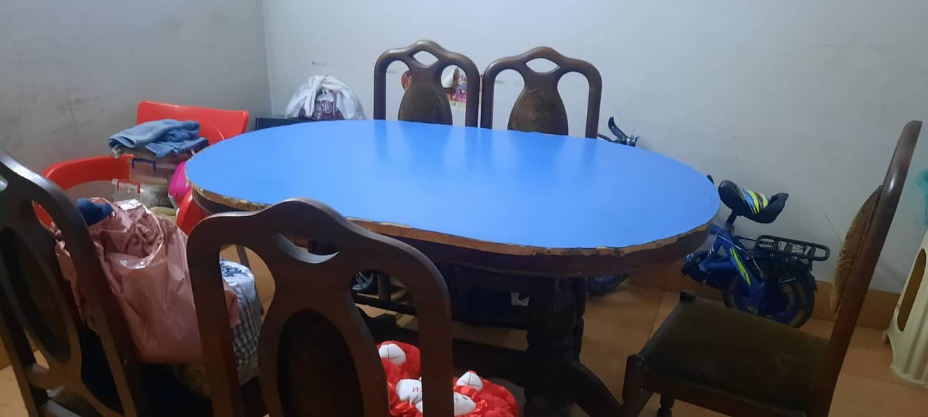 Dining Table with 6 Chairs (All Wood only top of dining is ply board) 2