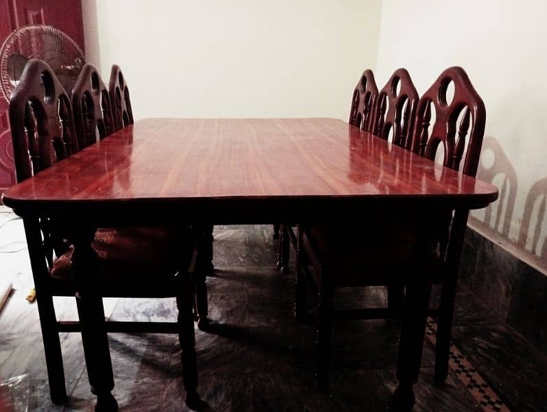 wooden dinning table with 3 pairs of wooden chairs 7