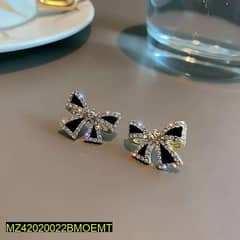 zircon bow earrings