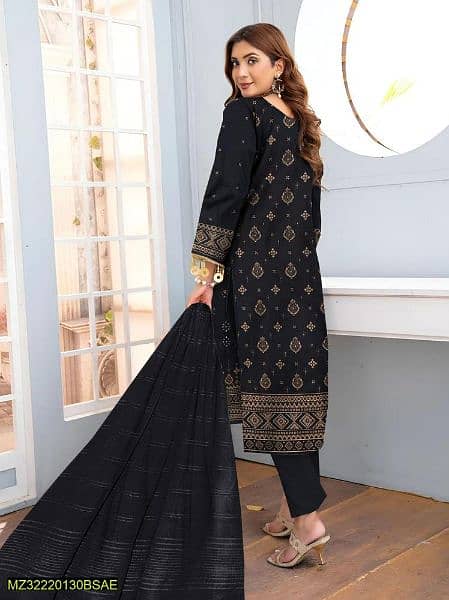 3 pcs women unstitched lawn embroidered suit 2