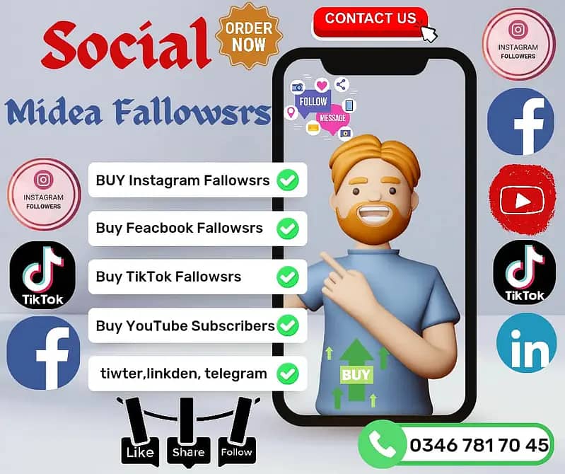 Instagram,Facebook,Youtube ,Tiktok,Followers,Likes,Views. 03467817045 0