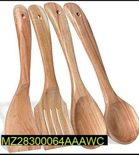 4 pieces wooden spatula spoon set 1