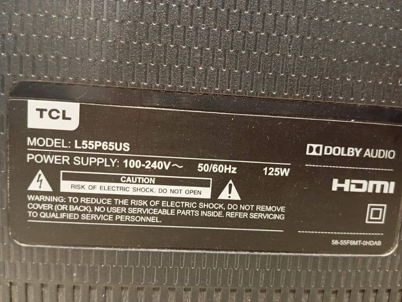 TCL LED TV 55" INCH (L55P65US) 1