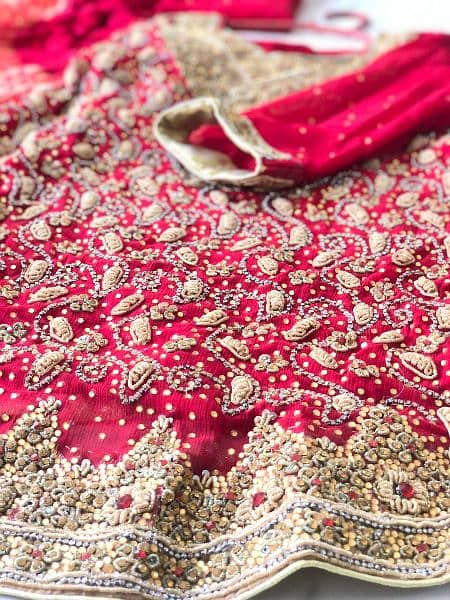 Red Chiffon And Banarsi Full embroidered Farshi Sharara. 0