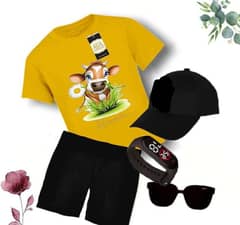 5 pieces Eid collection for boys shirt trousers cap glasses and watch 0