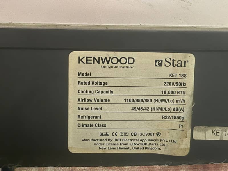 Kenwood Ac 1.5 ton (split AC) 2