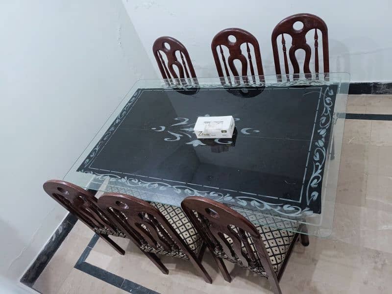 new condition dinning set six seater top glass for sale 4