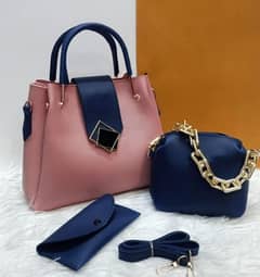 Pu Leather plain handbag for women