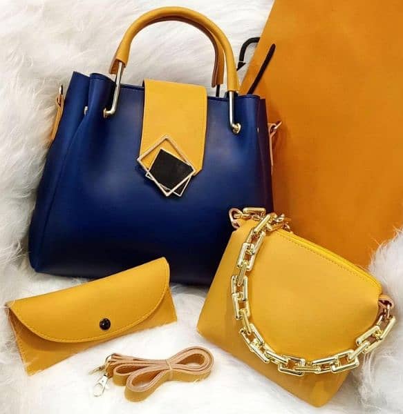 Pu Leather plain handbag for women 2