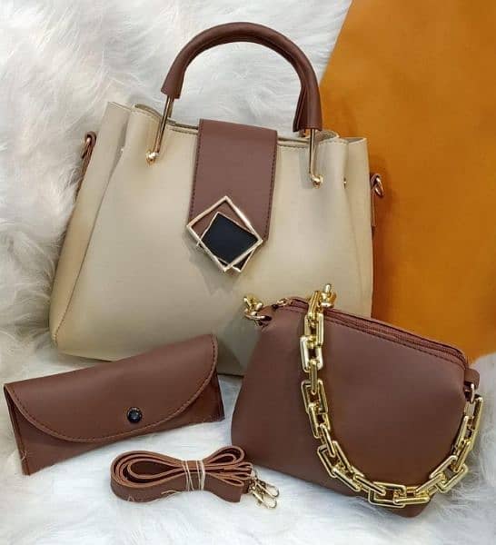 Pu Leather plain handbag for women 4