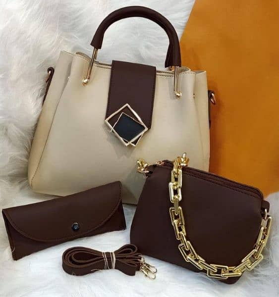 Pu Leather plain handbag for women 5