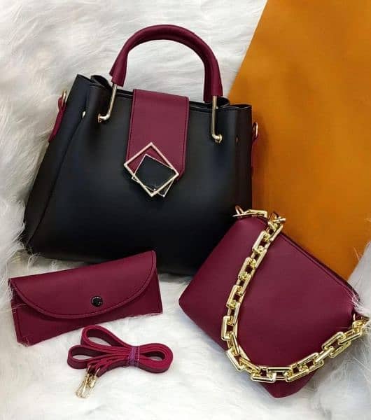 Pu Leather plain handbag for women 6