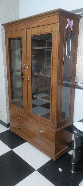 wooden showcase with glass doors 1