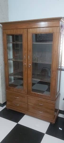 wooden showcase with glass doors 2