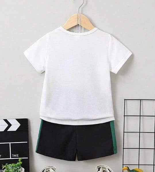 2pcs Stitched cotton tee shirt and cotton shorts 1