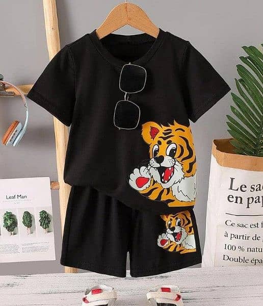 2pcs Stitched cotton tee shirt and cotton shorts 2