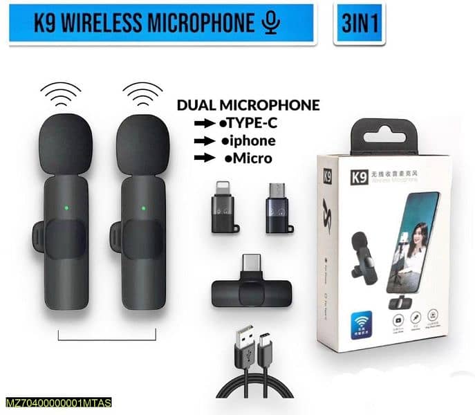 K9 wireless Vlogging Rechargeable Microphone 2