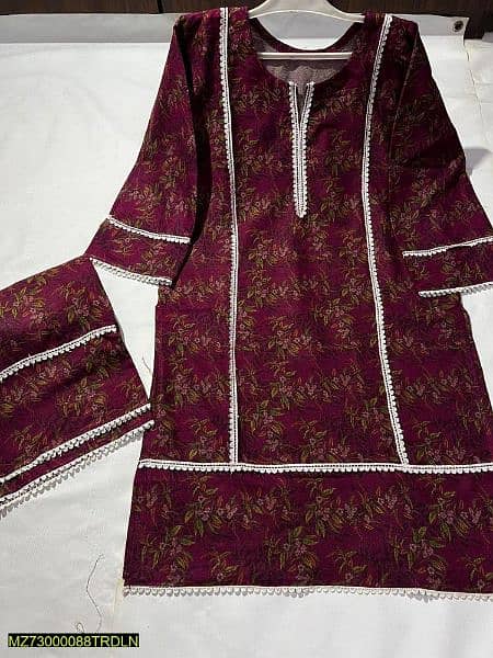 two piece women stitch dhanak printed suit 0