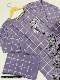 2Pc's women stitch Linen printed suit