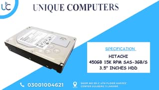 HITACHI 450GB 15K RPM SAS-3GB/S 3.5" INCHES HDD