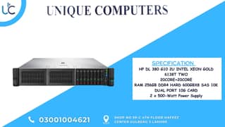 HP DL 380 G10 2U INTEL XEON GOLD 6138T TWO 20CORE+20CORE RAM 256GB DDR 0