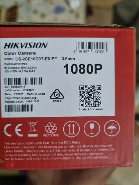 Hikvision 2mp 1080p hd camera and dvr 4