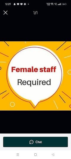 female staff required in Lahore