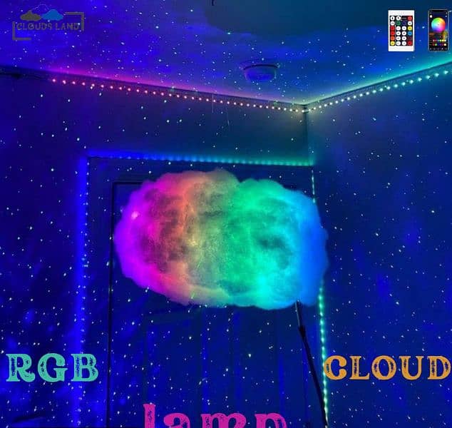 RGB cotton clouds night lamp control with remote, extra large 2