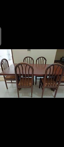 Dinner table along with 6 chairs 1