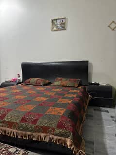 King Size bed Along with matress and side table+Dressing table