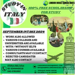 Study in ITALAY 100 SCHOLARSHIP FREE STUDAY september INTAKE 2024