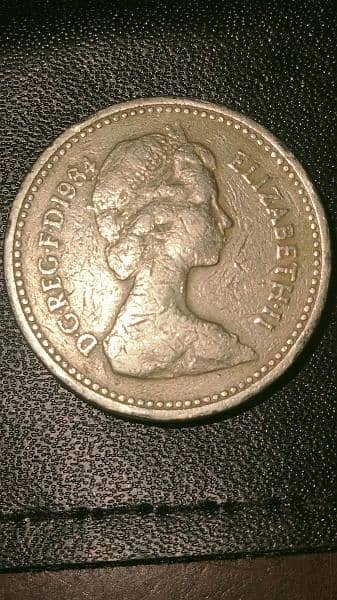 1984 British Error coin with upsidedown engraving 0