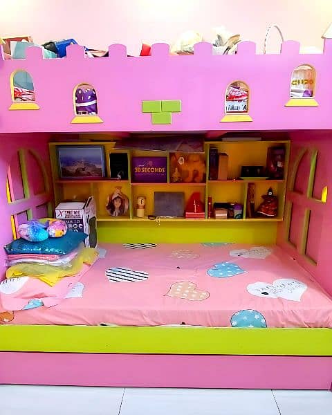 Double Story Bed and furniture's set for kids. contact 03330865000 3