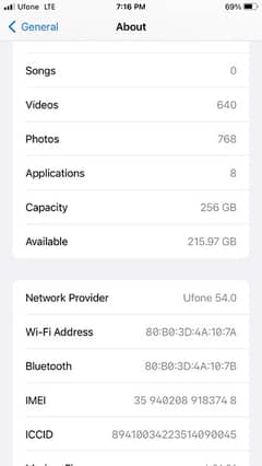 iPhone 8plus pta approve 256  GB white