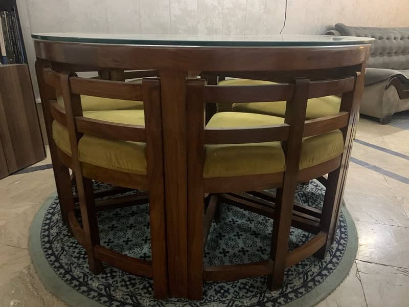 Shisham round dining table with 6 chairs 1