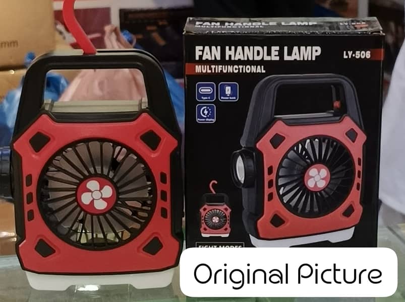 RECHARGEABLE FAN WITH EMERGENCY LIGHT AND POWER BANK 5