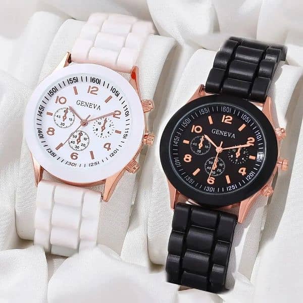 Geneva Watch Fashion Luxury Elegant Alloy Wristwatch Silicone Strap 1