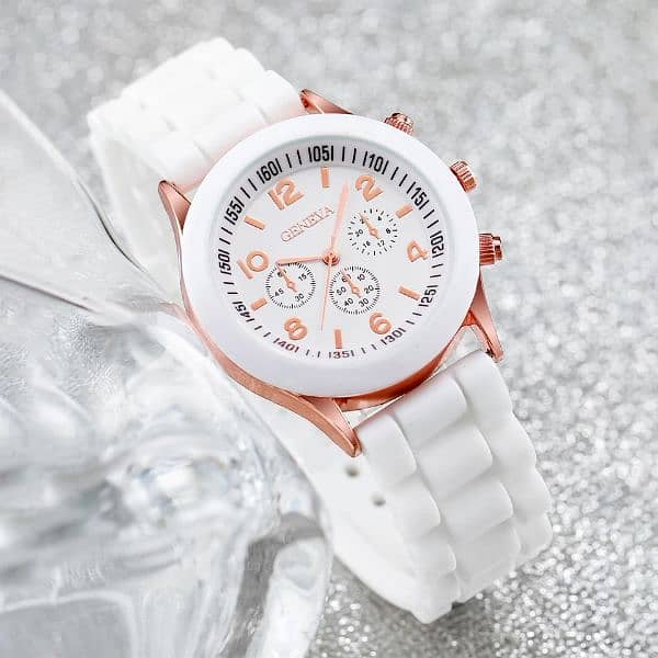 Geneva Watch Fashion Luxury Elegant Alloy Wristwatch Silicone Strap 2