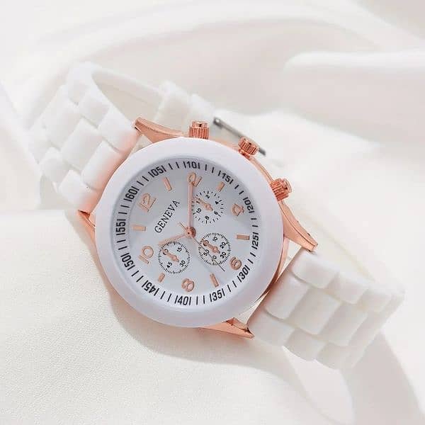 Geneva Watch Fashion Luxury Elegant Alloy Wristwatch Silicone Strap 6