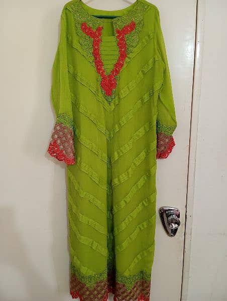 3 piece stitched embroidered dress 0