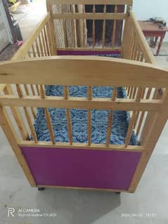 Baby cot available pure woden with mattress & easy moving 03333778203