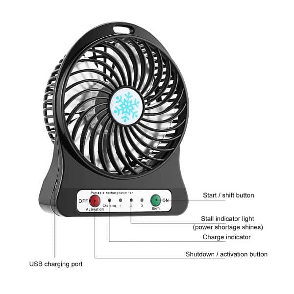 Portable Mini Usb Fan Rechargeable Battery | 3-level Speed Adjustable 1