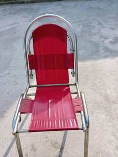 Single Seater Nikkle Coted Banquet Sheet Chair, Red Color