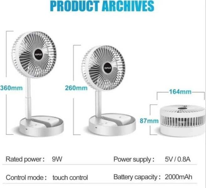 Rechargeable mini Fan with 3 modes 2