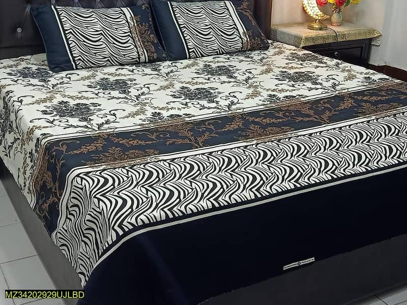 3 Pcs Cotton Printed DOUBLE Bedsheet 0